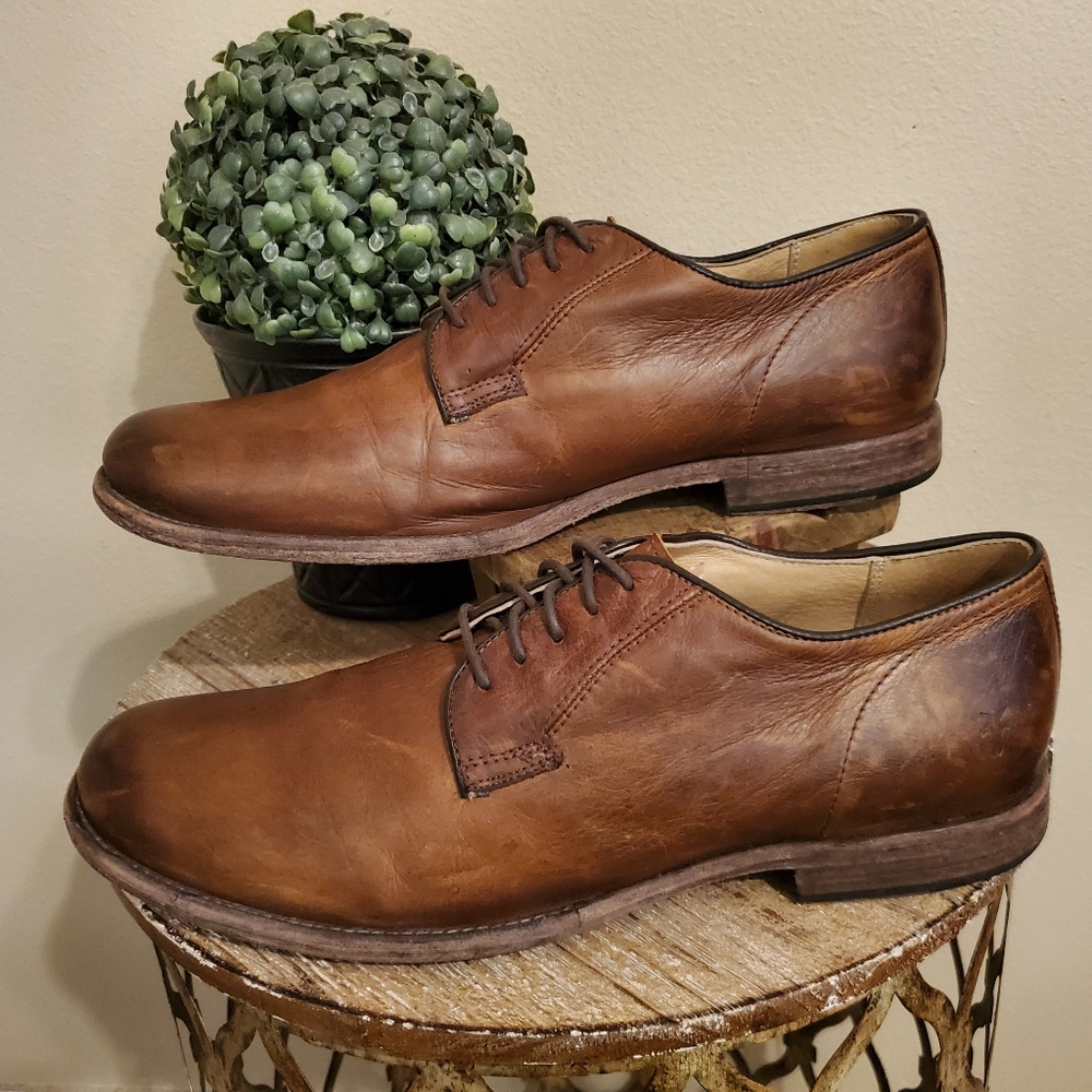 FRYE John Addison Cognac Brown Leather Lace-Up Oxford Dress Shoes Men's‎ Size 13